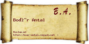 Boér Antal névjegykártya